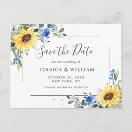 Elegant Eucalyptus Sunflower Wedding Save the Date Aankondigingskaart