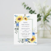 Elegant Eucalyptus Sunflower Wedding Save the Date Aankondigingskaart (Staand voorkant)