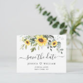 Elegant Eucalyptus Sunflower Wedding Save the Date Briefkaart (Staand voorkant)