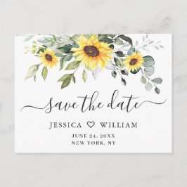 Elegant Eucalyptus Sunflower Wedding Save the Date Briefkaart