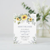 Elegant Eucalyptus Sunflower Wedding Save the Date Briefkaart (Staand voorkant)