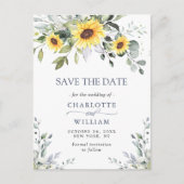 Elegant Eucalyptus Sunflower Wedding Save the Date Briefkaart (Voorkant)