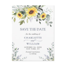 Elegant Eucalyptus Sunflower Wedding Save the Date