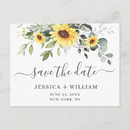 Elegant Eucalyptus Sunflower Wedding Save the Date Briefkaart