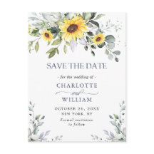 Elegant Eucalyptus Sunflower Wedding Save the Date