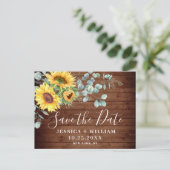 Elegant Eucalyptus Sunflower Wedding Save the Date Briefkaart (Staand voorkant)