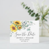 Elegant Eucalyptus Sunflower Wedding Save the Date Briefkaart (Staand voorkant)