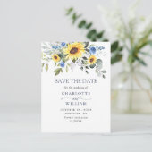 Elegant Eucalyptus Sunflower Wedding Save the Date Briefkaart (Staand voorkant)