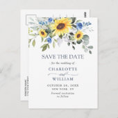 Elegant Eucalyptus Sunflower Wedding Save the Date Briefkaart (Voorkant / Achterkant)
