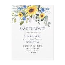 Elegant Eucalyptus Sunflower Wedding Save the Date