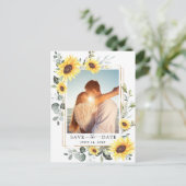 Elegant Eucalyptus Sunflower Wedding Save the Date Briefkaart (Staand voorkant)
