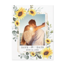 Elegant Eucalyptus Sunflower Wedding Save the Date