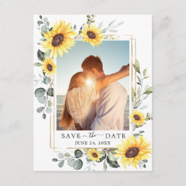 Elegant Eucalyptus Sunflower Wedding Save the Date Briefkaart