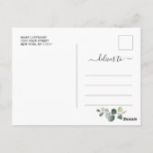 Elegant Eucalyptus Sunflower Wedding Save the Date Briefkaart (Achterkant)