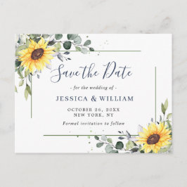 Elegant Eucalyptus Sunflower Wedding Save the Date Briefkaart