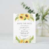 Elegant Eucalyptus Sunflower Wedding Save the Date Briefkaart (Staand voorkant)