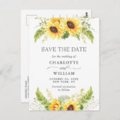 Elegant Eucalyptus Sunflower Wedding Save the Date Briefkaart (Voorkant / Achterkant)