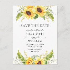 Elegant Eucalyptus Sunflower Wedding Save the Date Briefkaart