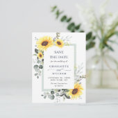 Elegant Eucalyptus Sunflower Wedding Save the Date Briefkaart (Staand voorkant)