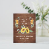 Elegant Eucalyptus Sunflower Wedding Save the Date Briefkaart (Staand voorkant)