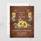 Elegant Eucalyptus Sunflower Wedding Save the Date Briefkaart (Voorkant / Achterkant)