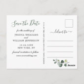 Elegant Eucalyptus Sunflower Wedding Save the Date Briefkaart (Achterkant)