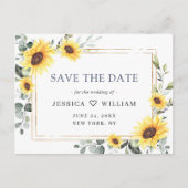 Elegant Eucalyptus Sunflower Wedding Save the Date Briefkaart (Voorkant)