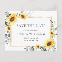 Elegant Eucalyptus Sunflower Wedding Save the Date