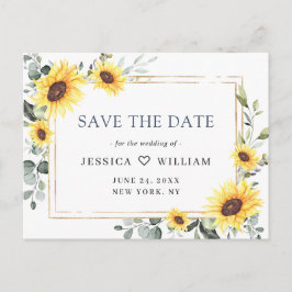 Elegant Eucalyptus Sunflower Wedding Save the Date Briefkaart