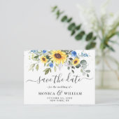 Elegant Eucalyptus Sunflower Wedding Save the Date Briefkaart (Staand voorkant)