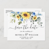 Elegant Eucalyptus Sunflower Wedding Save the Date Briefkaart (Voorkant / Achterkant)