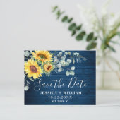Elegant Eucalyptus Sunflower Wedding Save the Date Briefkaart (Staand voorkant)