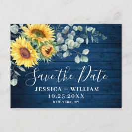 Elegant Eucalyptus Sunflower Wedding Save the Date Briefkaart