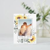Elegant Eucalyptus Sunflower Wedding Save the Date Briefkaart (Staand voorkant)