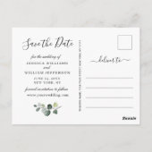 Elegant Eucalyptus Sunflower Wedding Save the Date Briefkaart (Achterkant)