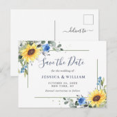 Elegant Eucalyptus Sunflower Wedding Save the Date Briefkaart (Voorkant / Achterkant)