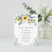Elegant Eucalyptus Sunflower Wedding Save the Date Briefkaart (Staand voorkant)