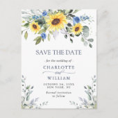 Elegant Eucalyptus Sunflower Wedding Save the Date Briefkaart (Voorkant)
