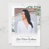 Elegant Eucalyptus Sympathie Funeral Bedankkaart (Voorkant)