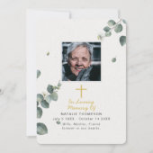 Elegant Eucalyptus Sympathie Funeral Foto Bedankkaart (Voorkant)