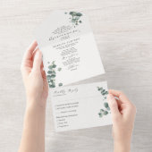 Elegant Eucalyptus Traditional Wording Quinceañera All In One Uitnodiging (Afscheurbaar)