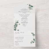 Elegant Eucalyptus Traditional Wording Quinceañera All In One Uitnodiging (Binnen)