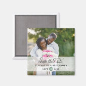 Elegant eucalyptus trouwfoto slaat de datum op magneet (Voorkant / Achterkant)