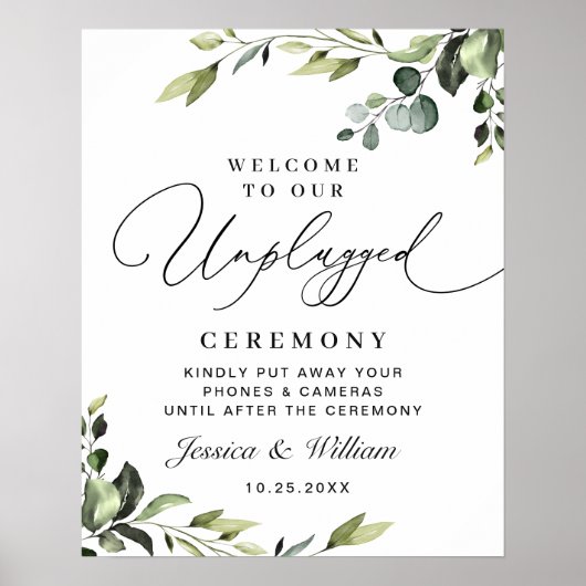 Elegant Eucalyptus Unplugged Wedding Ceremony Poster (Voorkant)