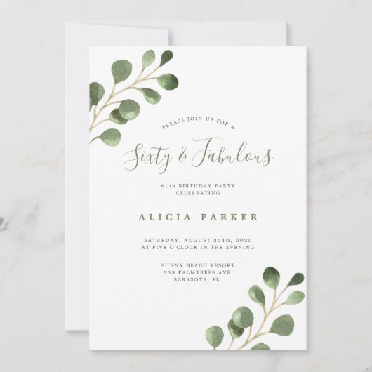 Elegant eucalyptus verlaat 60 jaar kaart (Voorkant)