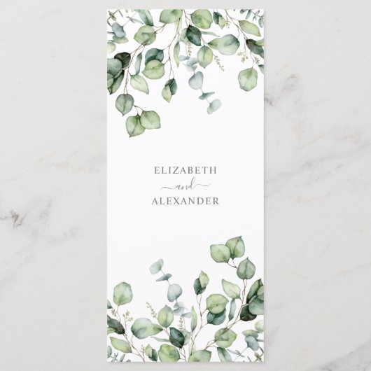 Elegant eucalyptus verlaat een groen, eenvoudig hu menu (Achterkant)
