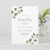 Elegant eucalyptus vertrekt 30e verjaardag kaart (Staand voorkant)