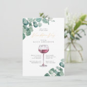 Elegant Eucalyptus Vino voor het Vrijgezellenfeest Kaart (Staand voorkant)