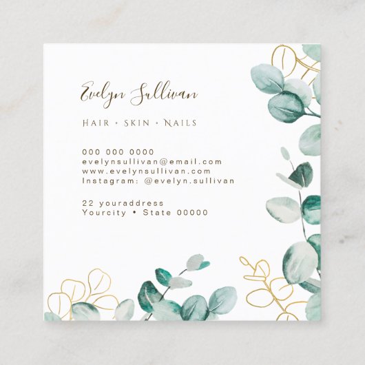 Elegant eucalyptus visitekaartje (Achterkant)