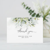 Elegant eucalyptus vrijgezellenfeest dank je credi kaart (Staand voorkant)